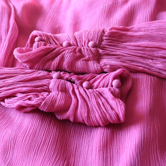 Anthropologie by MAGALI PASCAL Inez Midi Dress,Pink Medium,relaxed fit lace trim - Picture 8 of 12